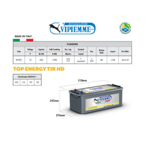 Аккумулятор VIPIEMME B183C SHD 12V 225Ah EN1250A Аккумулятор VIPIEMME B183C SHD 12V 225Ah EN1250A