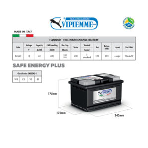 Acumulator VIPIEMME B654C L2B 12V 65Ah EN630A Acumulator VIPIEMME B654C L2B 12V 65Ah EN630A