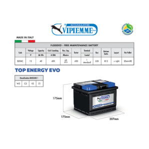 Аккумулятор VIPIEMME B034C L1B 12V 45Ah EN430A Аккумулятор VIPIEMME B034C L1B 12V 45Ah EN430A