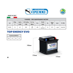 Аккумулятор VIPIEMME B108C L0 12V 45Ah EN420A Аккумулятор VIPIEMME B108C L0 12V 45Ah EN420A