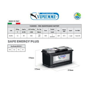 Acumulator VIPIEMME B658C L4B 12V 88Ah EN850A Acumulator VIPIEMME B658C L4B 12V 88Ah EN850A