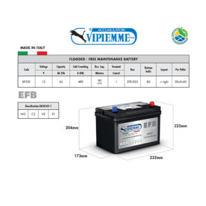 Acumulator VIPIEMME BF53C EFB D23 12V 62Ah EN560A