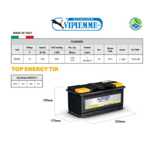 Аккумулятор VIPIEMME B020C L5 12V 100Ah EN900A Аккумулятор VIPIEMME B020C L5 12V 100Ah EN900A