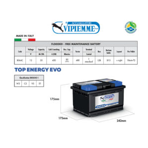 Аккумулятор VIPIEMME B064C L2B 12V 55Ah EN480A Аккумулятор VIPIEMME B064C L2B 12V 55Ah EN480A