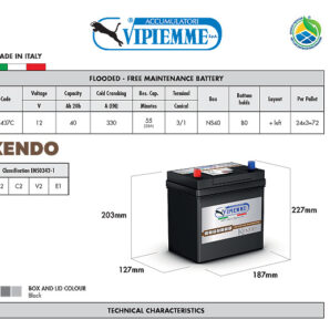 Acumulator VIPIEMME B437C KENDO 12V 40Ah ST EN330A Acumulator VIPIEMME B437C KENDO 12V 40Ah ST EN330A